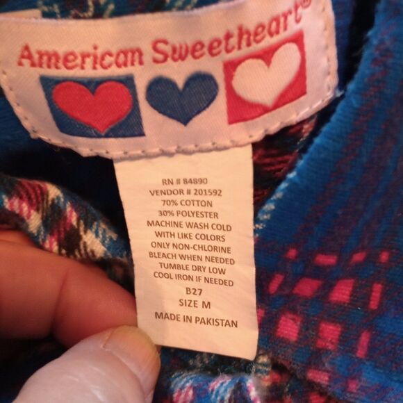 Vintage American Sweetheart Lightweight Floral Plaid Button Down Shirt. M L/S - Picture 4 of 7